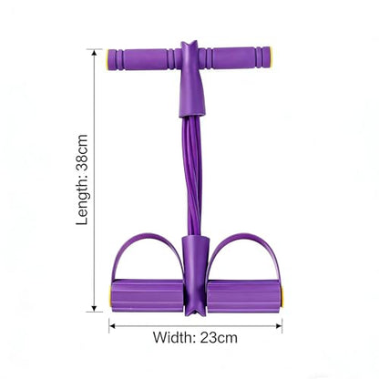 6-Tube Purple Pedal Resistance Band, Portable Home Gym Exercise Equipment for Abdominal, Leg & Arm Training, Yoga Pilates Pull Rope with Foam Handles