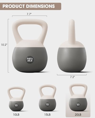 PAETA Soft Kettlebell for Home Fitness – Anti-Slip Grip & Wide Handle Design,Soft Kettlebell Set, Gentle Floor-Friendly Impact – 10lbs, 15lbs, 20lbs, for Home Functional Training - color: 45lbs White
