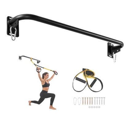 Wall Mounted Pull Up Bar, Carbon Steel Doorway Chin Up Bar for Home Gym - color: Black--Trainer