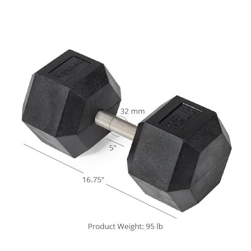 Titan Fitness Free Weights, Rubber Coated Hex Dumbbell, Straight Stainless Steel Handle, Strength Training, Full Body Workout - style: Adjustable