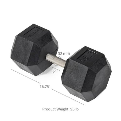 Titan Fitness Free Weights, Rubber Coated Hex Dumbbell, Straight Stainless Steel Handle, Strength Training, Full Body Workout - style: Adjustable