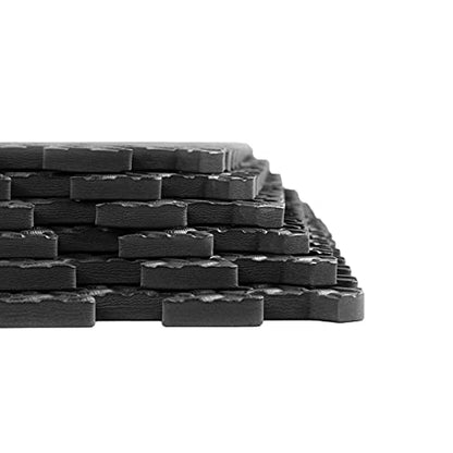 3/8" Thick 100 sq. ft. (25 pcs) Gym EVA Foam Floor Mats (24" x 24") | Steel Pattern, Black - style: Steel Pattern-Black