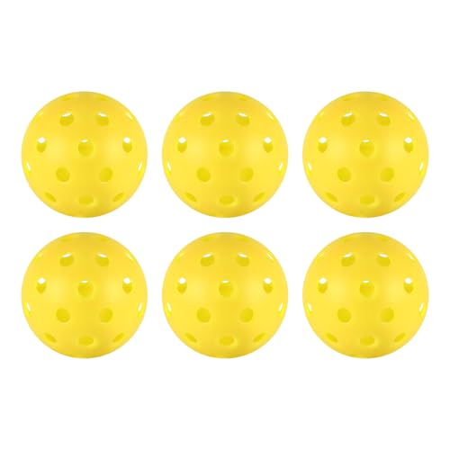 4/6/12/20/50/100 pcs Pickleball Balls,40 Hole Outdoor Pickleball Balls,8mm Precision Drilled-Spaced Pickle Ball Set-Profession Plastic Ball for Pickleballs Paddles and Indoor Floor Sport Court - color: 6Pcs-Yellow