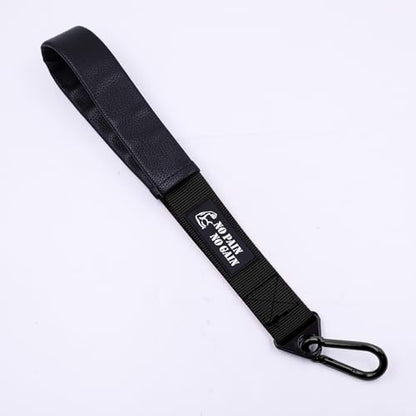 Arm Wrestling Training Strap with Leather Sleeve – Dual Ring Grip Strap for Wrist Forearm & Biceps Strength Compatible with Cable Machines & Resistance Bands