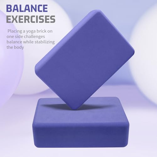 Yoga Blocks 2 Pack 3x6x9IN Foam Block Supportive Latex-Free with Rounded Edges, Non-Slip Exercise Blocks for Pilates, Meditation, Balance, Stretching and Deep Poses - color: 2Pack-RC-Purple