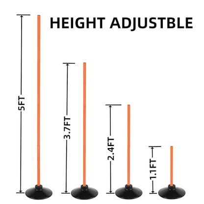 6 Pcs 5 FT Adjustable Agility Training Poles for Soccer,Basketball,Football, Horse,Dog-Speed and Agility Training Equipment Sports Training Poles with Rubber Bases and Bag