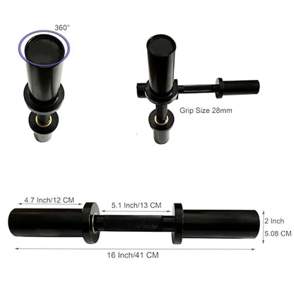 Olympic Loadable Dumbbell Handle, 16 Inch Steel Barbell with 2 Pairs Collar Clips, 200lb Capacity for Home Gym, Weightlifting, Strength Training and Bodybuilding