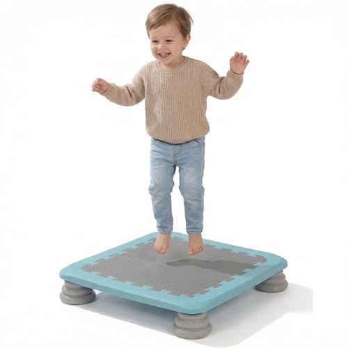Mini Trampoline for Kids, 25 Inch Sensory Bounce Board for Balance & Coordination, Non-Slip Rebounder Board for Kids Ages 3+, Indoor Mini Trampoline with Stable Base