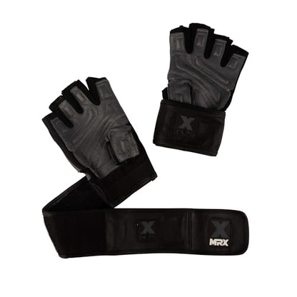 MRX Weight Lifting Pro Level Gloves with 18 Inches Long Wrist Strap Gym Workout Exercise & Fitness in