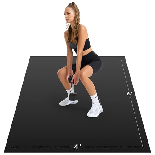 Extra Large Exercise Mat, 10’ x 6'/ 8’ x 6’/ 7’ x 5’/ 6’ x 4’- 7MM Thick Workout Mat for Home Gym, High-Density Gym Mat for Home Gym Floor, Non Slip Large Yoga Mat - color: Black 6' x 4'