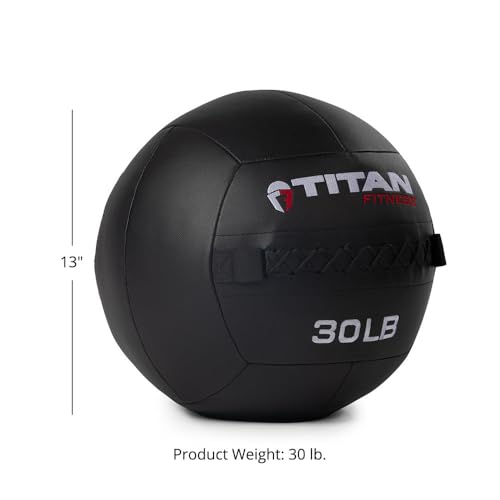 Titan Fitness Soft Shell Medicine Wall Ball, Cross-Texture Grip - size: 30 lb