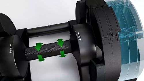 SMRTFT NUOBELL Adjustable Dumbbells 5–100 lb Set | Original NUOBELL | 26 Weights in 1 for Home Gym Strength Training | Steel-Knurled Handle | Space-Saving Dumbbell Set of 2 | 2-Year Warranty - color: Ash