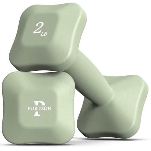Portzon SafeGrip Dumbbells: Ergonomic, Neoprene-Coated with Anti-Slip Handles, Perfect for Home Workouts and Personal Training, Set of Two.