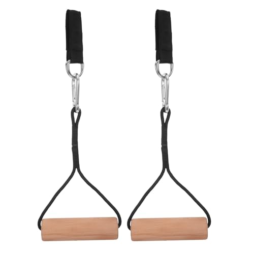 BESPORTBLE Gymnastics Rings with Adjustable Straps, Premium Wood Pull-up Training Bars, Outdoor Calisthenics Equipment for Arm Strength and Muscle Workout, 1 Pair for Home and Gym Use