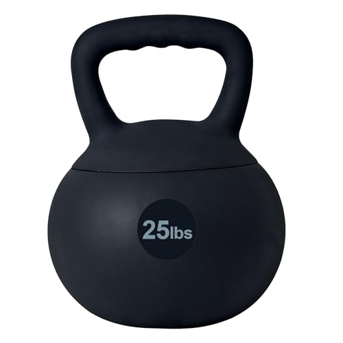 DlandHome Kettlebell Weights Strength Training Kettlebell-Great for Full Body Workout and Strength Training,Easy Grip Handle,PVC Filled with Iron Sand - color: Black-25lbs