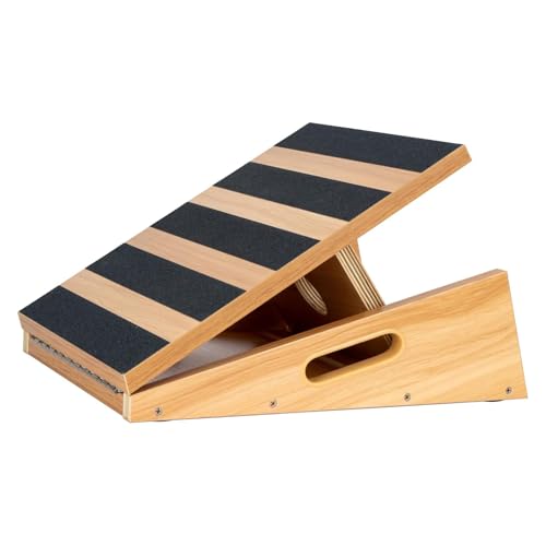 StrongTek Professional Wooden Slant Board, Adjustable Incline Board and Calf Stretcher, Partial-Coverage Design with Side Handle, 5 Angles, 500 lbs Capacity - style: Partial-coverage