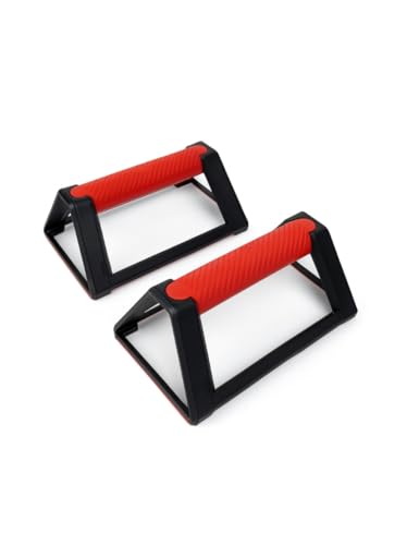 Summit Grips Premium Push-Up Handles for Strength Training, Stackable, Wrist-Friendly, Ergonomic Grip for Home Gym Workouts - color: Red