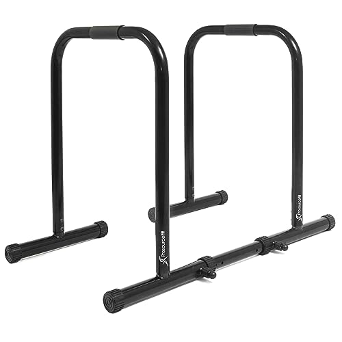 ProsourceFit Dip Stand Station, Heavy Duty Ultimate Body Press Bar with Safety Connector for Tricep Dips - color: Black, style: Lite