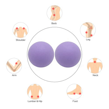 Hard Lacrosse Ball Massage Ball Therapy. Firm Trigger Point Massager Tool for Deep Tissue Yoga Physiotherapy Myofascial Release Muscle Relax Plantar Fasciitis Pain Relief (2 Pack) (Purple)