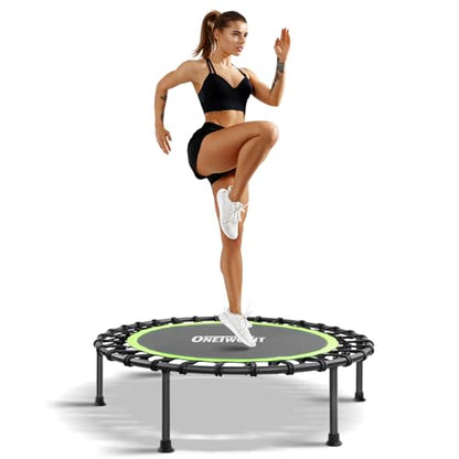 ONETWOFIT 42"/45" Rebounder Trampoline for Adults, Silent Mini Trampoline Indoor Exercise Fitness Trampoline Bungee Rebounder Workout Max Load 330lbs