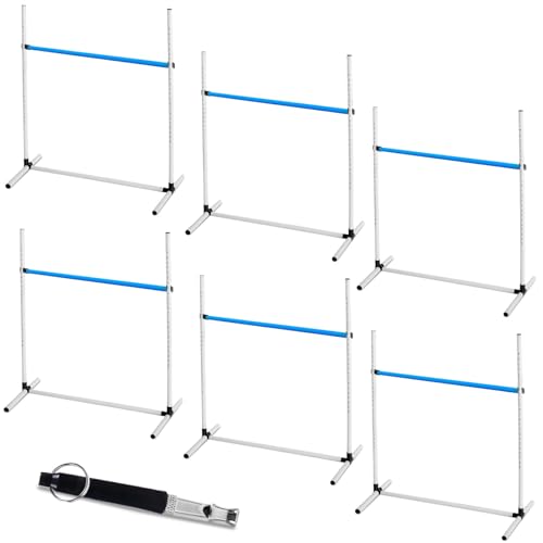 Halloscume 6 Pcs Dog Agility Training Jumps Hurdles,Blue and White - color: Blue and White