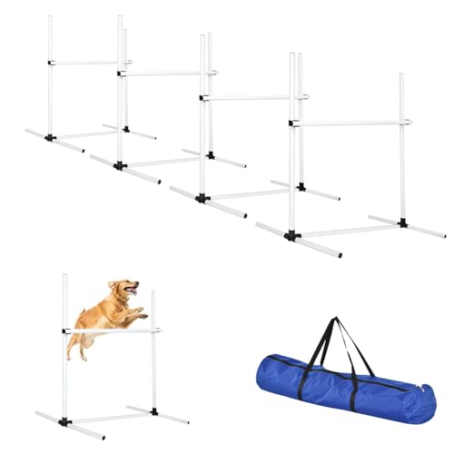 Dog Agility Jump Training Kit, Adjustable Hurdle Set with Storage Bag, Easy Setup Indoor Outdoor Obstacle Course Equipment for Dogs
