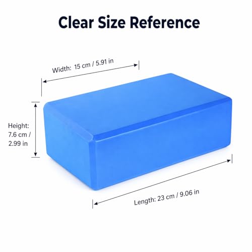 High Density EVA Foam Yoga Block Support and Stability for Stretching, Workout, Pilates at Home and Gym - color: Blue