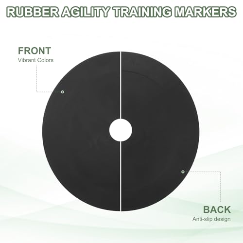 Flat Cones Spot Markers, Non-Slip Spot Marker Agility Dot Soccer Cones with Drawstring Bags - color: Black