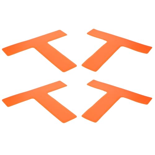 Toddmomy 4pcs T-Shaped Soccer Training Spot Markers, Flat Orange Activity Marking Pads for Football Agility Practice, Sports Ground Training Supplies for Field and Court Use