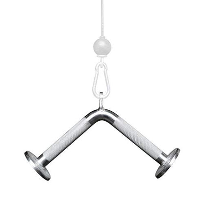 REP Fitness LAT Pulldown and Low Row Cable Machine Attachments and Functional Trainer Attachments – Curl Bar, D-Handle, Ankle Cuff, Tricep Rope, Sports Handle, Straight Bar, Row, Chinning Triangle - style: Tricep Pressdown Bar