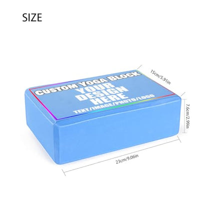 Custom Yoga Blocks with Image Text Logo Eva Foam Lightweight Yoga Bricks for Yoga Pilates Stretching Meditation Dance Yoga Accessories - color: Blue