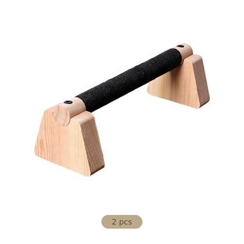 2 Pcs Wooden Push-Up Stands, 9.8 x 1.2 in Solid Wood Home Gym Equipment for Strength Training with Handle, Non-Slip Grip, Triangle Support Base for L-Sit, Dips, Core Workouts, Arm Muscle Enhancement