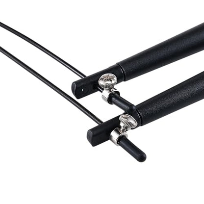 Spalding - Large Handle Speed Jump Rope, Adjustable 9 ft PVC Skipping Rope, Non-Slip Contoured Grip, Cardio Fitness Training Rope for Home & Gym (Black)