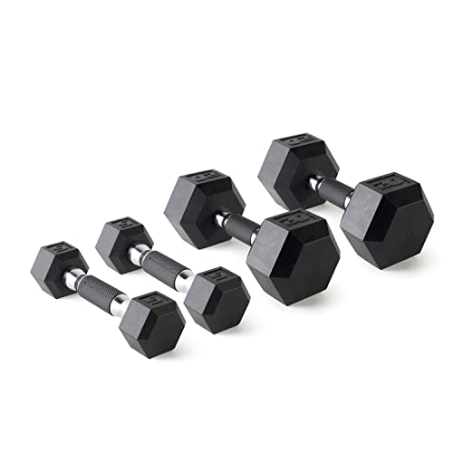 CAP 50 lbs Coated Dumbbell Set | Multiple Styles - color: Tinted Handles, style: 5LBx2, 20lbx2 Set