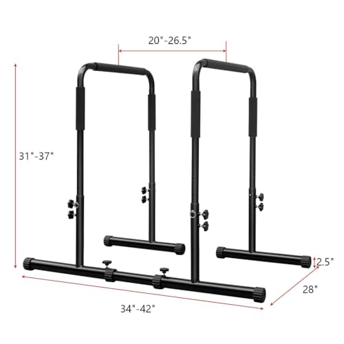 Adjustable Dip Bar Station, Dip Stand Station for Full Body Strength Training, Steel Frame Multi-Functional Home Gym Exercise Fitness Dip Stand for Home Gym