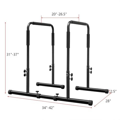 Adjustable Dip Bar Station, Dip Stand Station for Full Body Strength Training, Steel Frame Multi-Functional Home Gym Exercise Fitness Dip Stand for Home Gym