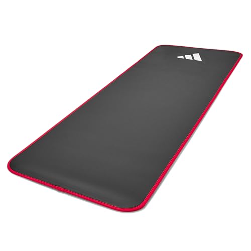 adidas 10mm Extra Thick Training Mat with Carrying Strap and Non-Slip Textured Base - Cushioned Workout Mat for Home Gym, Floor Workouts, and Intense Exercises - Portable and Durable