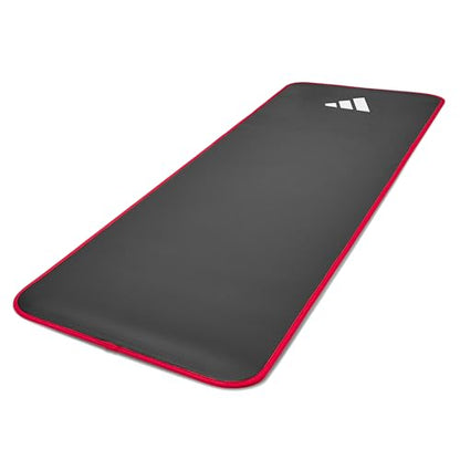 adidas 10mm Extra Thick Training Mat with Carrying Strap and Non-Slip Textured Base - Cushioned Workout Mat for Home Gym, Floor Workouts, and Intense Exercises - Portable and Durable