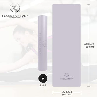 Secret Garden Blossom Exercise Mat 5mm Thick Non-Slip for Yoga, Pilates & Meditation