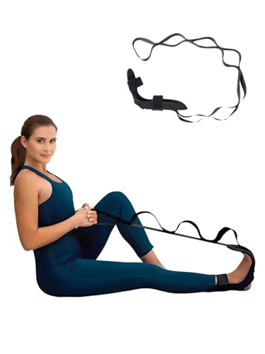 Foot and Calf Stretcher-Stretching Strap For Plantar Fasciitis, Heel Spurs, Foot Drop, Achilles Tendonitis & Hamstring. Yoga Foot & Leg Stretch Strap