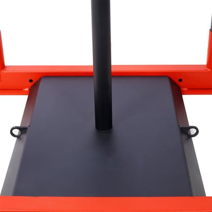 Weight Training Sled for Speed & Strength, Heavy-Duty Push Pull Fitness Sled with Harness & Straps, Compatible with 1" & 2" Plates, Steel Power Sled for Outdoor & Gym Training,Red - color: Red