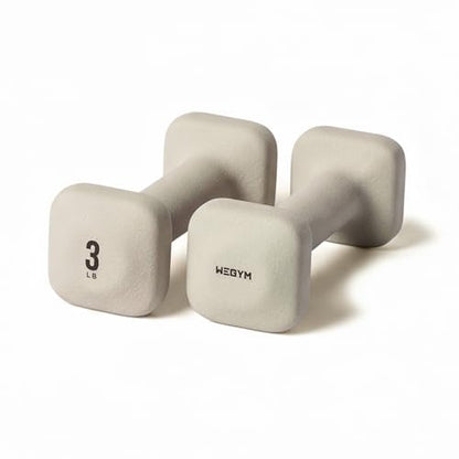 WeGym SafeGrip Square Dumbbells with Anti Slip Handles, Aesthetic Free Weights for Home Workouts, Stable Design Prevents Rolling during Floor Exercises - color: Sandstone, style: 3LB Pair
