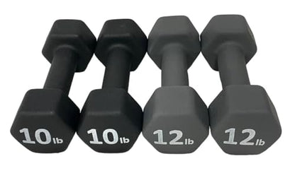 Neoprene Coated Dumbbell Hand Weight Set - style: 44-Pounds total -2 Pairs (10-LB, 12-LB)