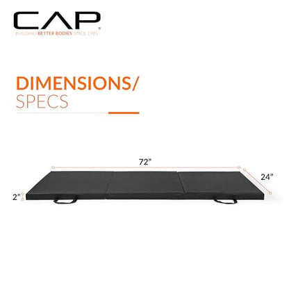 CAP Barbell All Purpose Folding Anti Tear Exercise Training Aerobic Fitness Gym & Gymnastics Balance Mat | Multiple colors - color: Black, style: 6' x 2' x 2.0" Thick