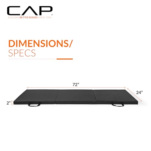 CAP Barbell All Purpose Folding Anti Tear Exercise Training Aerobic Fitness Gym & Gymnastics Balance Mat | Multiple colors - color: Black, style: 6' x 2' x 2.0" Thick