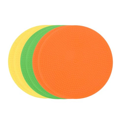 PATIKIL Spot Markers 4 Inch, 6 Pcs Non-Slip Floor Dots Agility Markers Flat Field Cones Poly Dots for Gym PE Speed Training Dance Soccer Basketball Sports, Yellow/Green/Orange