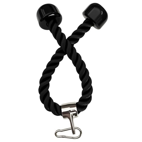 Heavy Tricep Rope Cable Machine Accessories Nylon Tricep Rope for LAT Pull Down Pulley System Attachment, for Home Gym Weight Fitness with Carabiner - color: Black