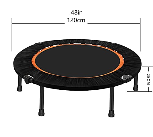Replacement Trampoline Pad Outdoor Fitness Mute Foldable Trampoline Mini Exercise Rebounder for Adults Kids Indoor/Garden Workout Equipment,Maximum Load 200Kg,Black,48in