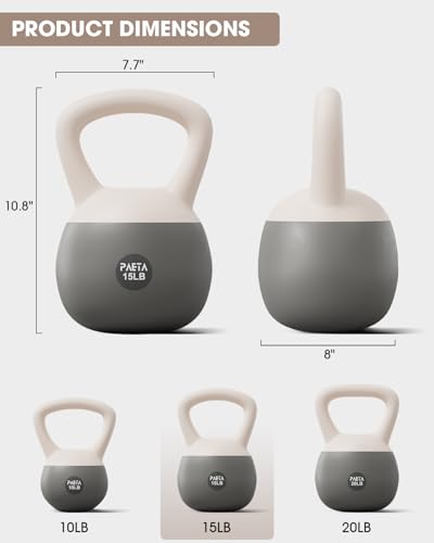 PAETA Soft Kettlebell for Home Fitness – Anti-Slip Grip & Wide Handle Design,Soft Kettlebell Set, Gentle Floor-Friendly Impact – 10lbs, 15lbs, 20lbs, for Home Functional Training - color: 45lbs White