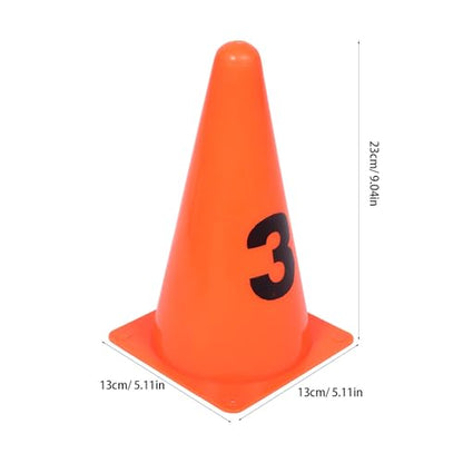 balacoo 8pcs Soccer Training Cones and Markers Set with Numbers 23cm Orange Disc Agility Cones for Speed Coordination Football Field Drills and Athletic Practice